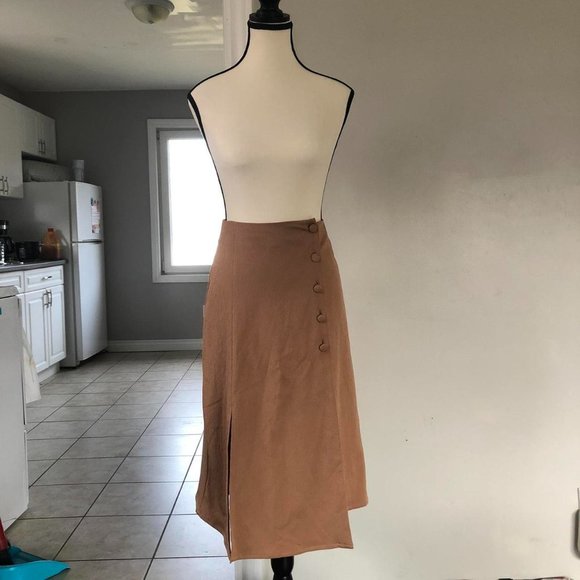 Topshop brown midi skirt - Picture 1 of 4